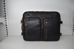 Two Pockets Black Leather Briefcase